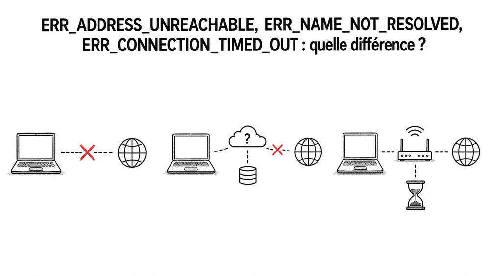 ERR_ADDRESS_UNREACHABLE, ERR_NAME_NOT_RESOLVED, ERR_CONNECTION_TIMED_OUT : quelle différence ?