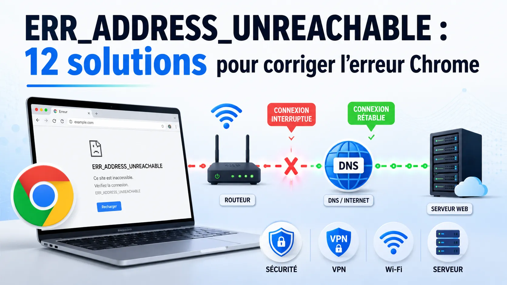 ERR_ADDRESS_UNREACHABLE : 12 solutions pour corriger l’erreur Chrome sur Windows, Mac et Android
