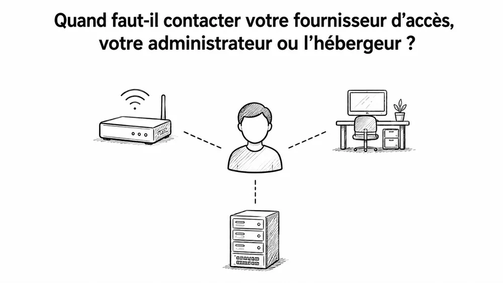 Quand faut-il contacter votre fournisseur d’accès, votre administrateur ou l’hébergeur ?