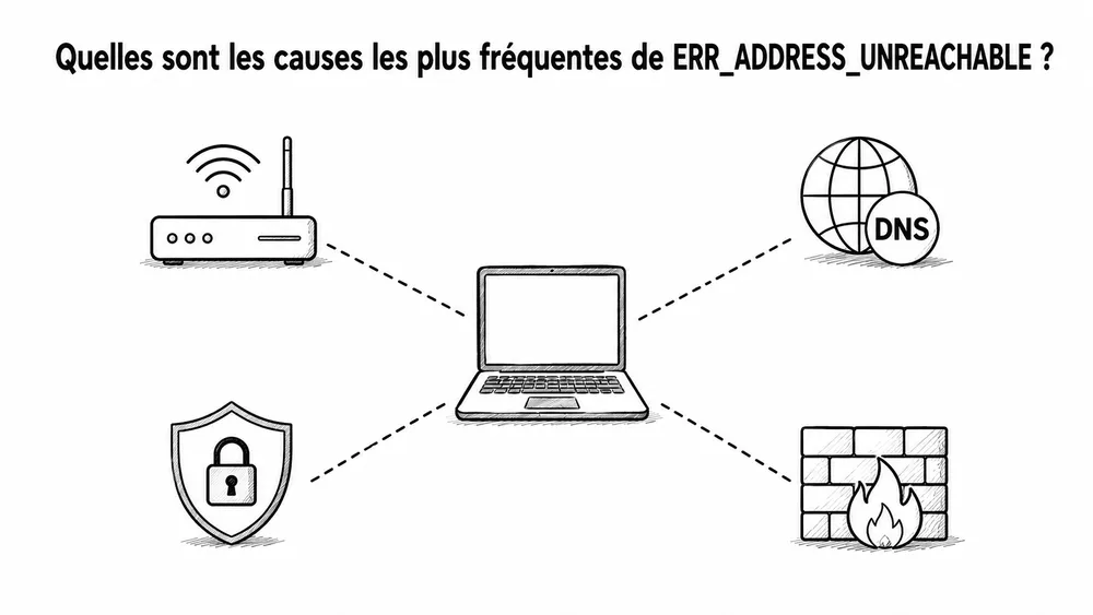 Quelles sont les causes les plus fréquentes de ERR_ADDRESS_UNREACHABLE ?