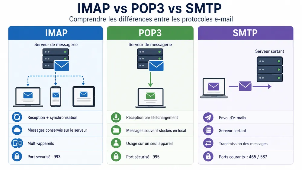IMAP vs POP3 vs SMTP : quelles différences ?