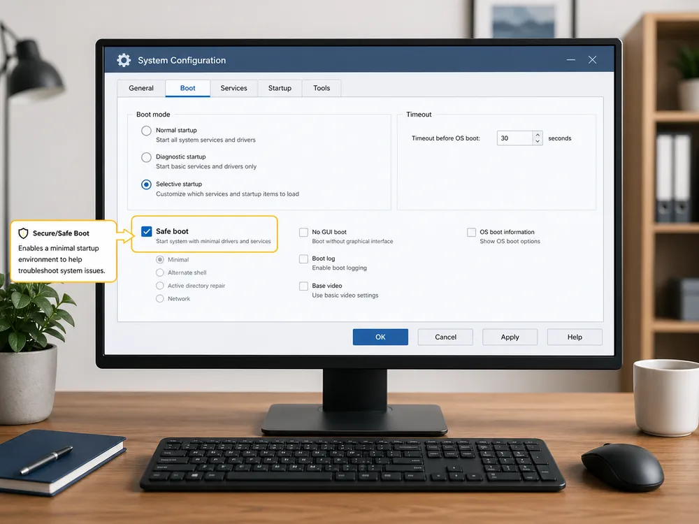 Méthode 4 : utiliser msconfig pour forcer le mode sans échec