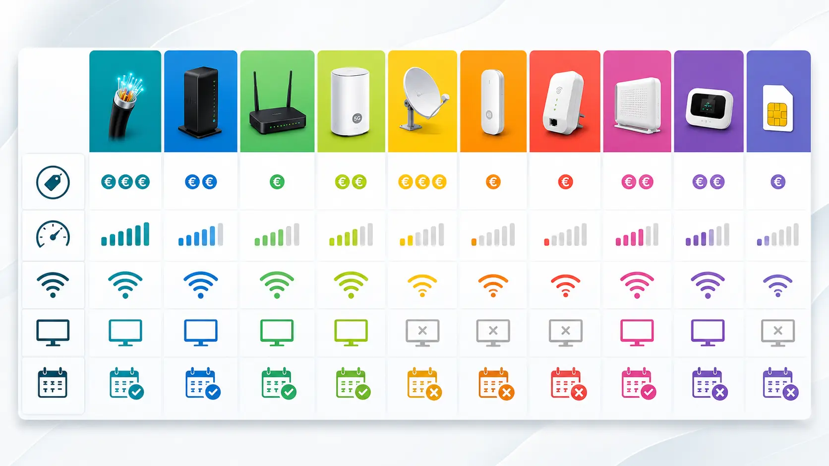 Tableau comparatif des 10 fournisseurs internet