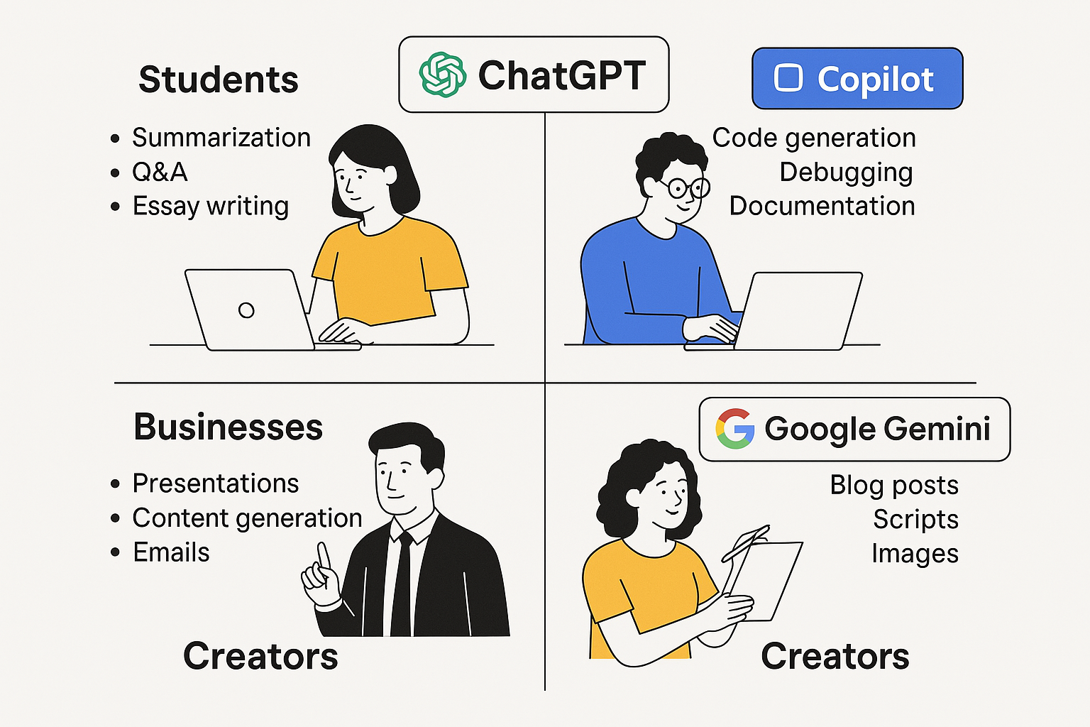 Comparatif 2025: Microsoft Copilot vs ChatGPT et Gemini AI 9 Comparatif 2025: Microsoft Copilot vs ChatGPT et Gemini AI