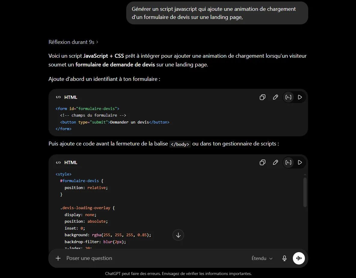 Générer du code avec ChatGPT