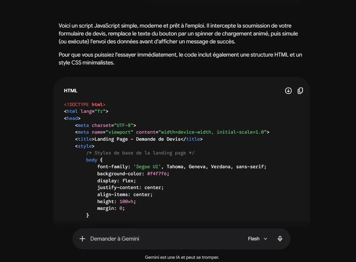 Générer du code avec Gemini