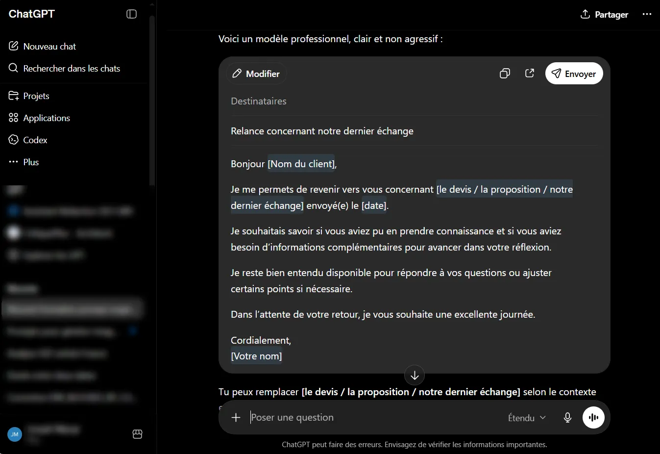 Ecrire un mail avec ChatGPT