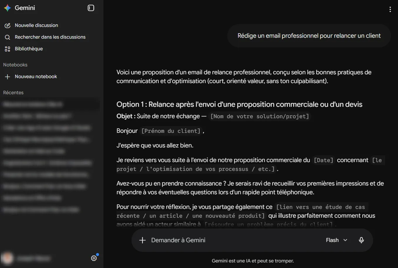 Ecrire un mail avec Gemini Google