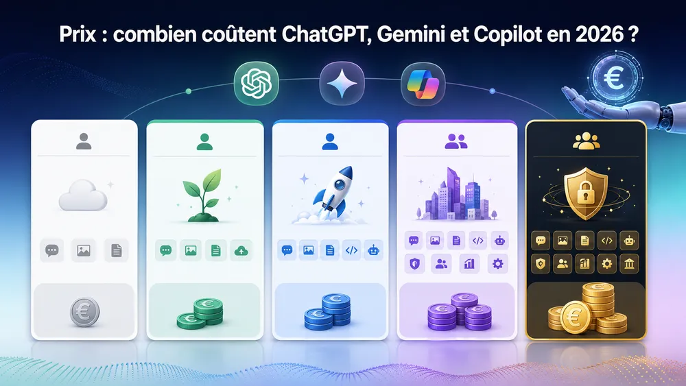 Prix : combien coûtent ChatGPT, Gemini et Copilot en 2026 ?