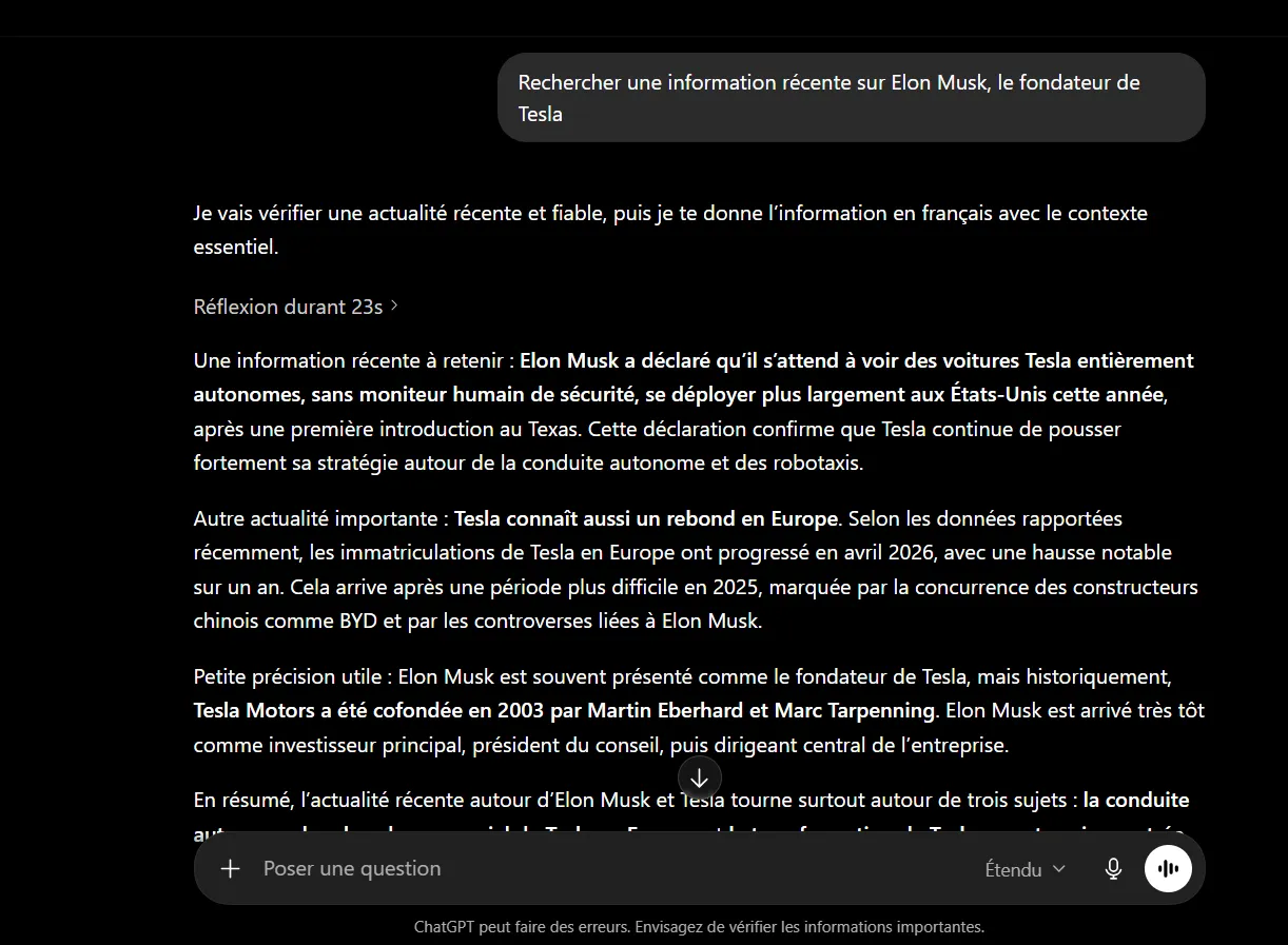 Rechercher une information récente avec ChatGPT