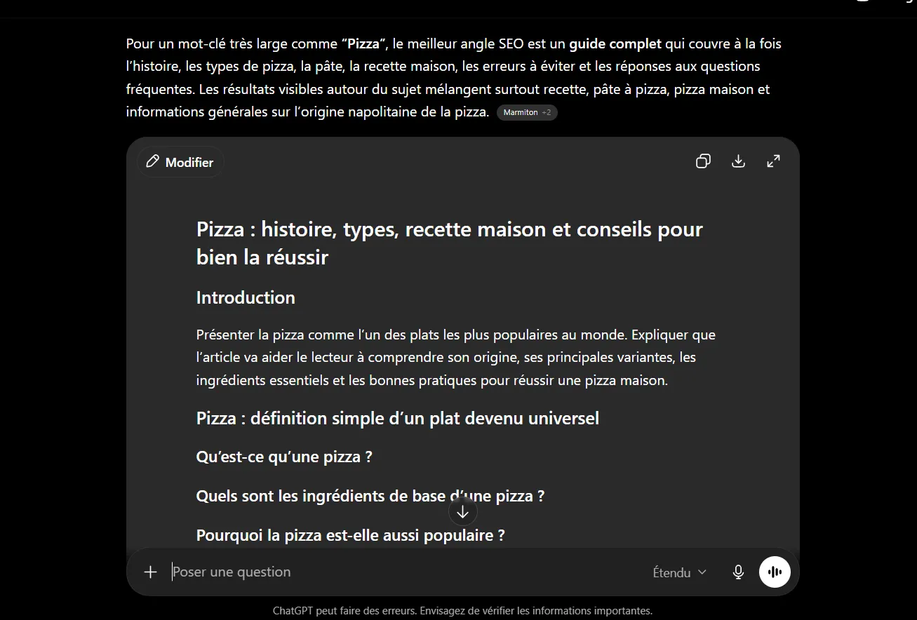 Créer un plan SEO avec ChatGPT 