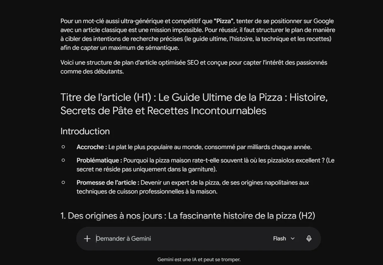 Créer un plan SEO avec Gemini