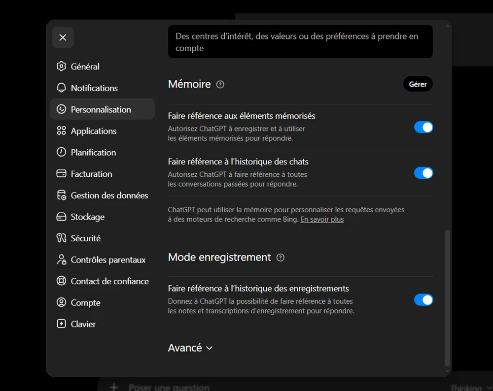 Activer ou désactiver la memoire de ChatGPT_1
