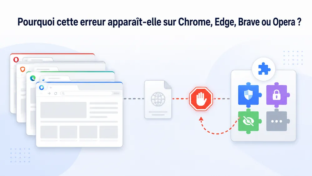 Pourquoi cette erreur apparaît-elle sur Chrome, Edge, Brave ou Opera ?