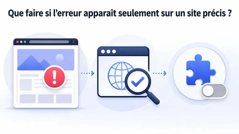 Que faire si l’erreur apparaît seulement sur un site précis ?