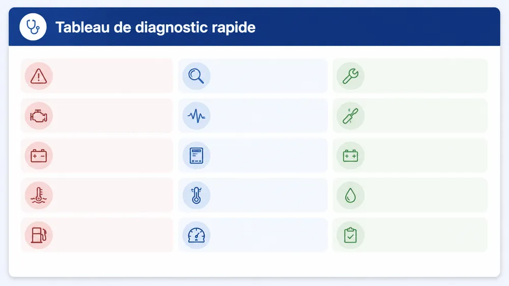 Tableau de diagnostic rapide