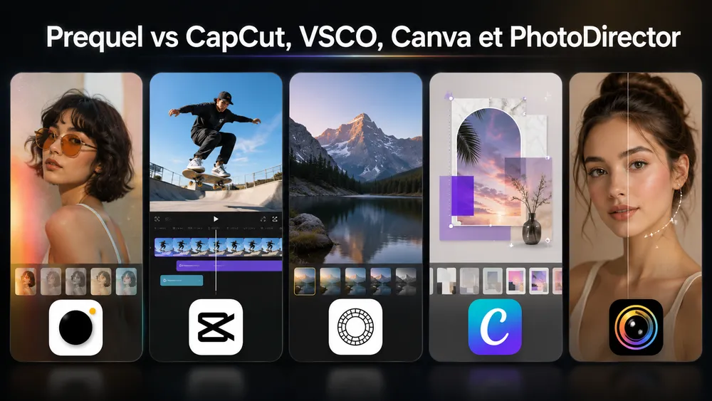 Comparatif : Prequel vs CapCut, VSCO, Canva et PhotoDirector