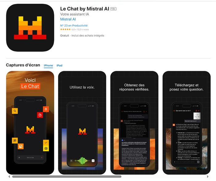 Mistral ai Application : comment se connecter et utiliser l'IA rapidement sur Android, iOS et Windows 8 Télécharger mistral ai pour iPhone et iPad sur app store