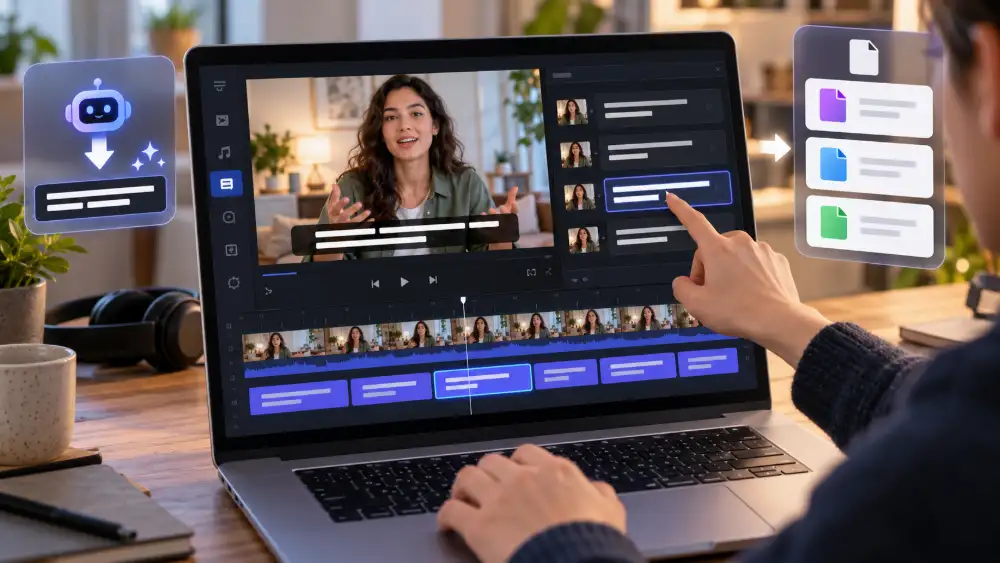 Comment créer une vidéo avec l'IA : le tutoriel complet en 7 étapes 13 Ajout de sous-titres automatiques à une vidéo IA : lisibilité, correction manuelle et formats SRT
