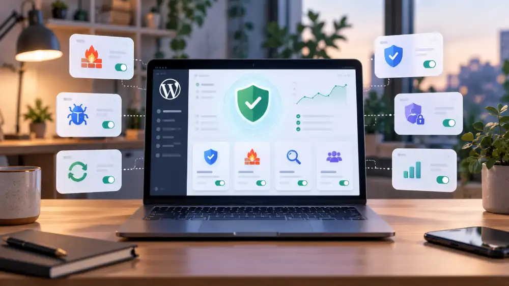 Treize vignettes des plugins de sécurité WordPress comparés un par un en 2026