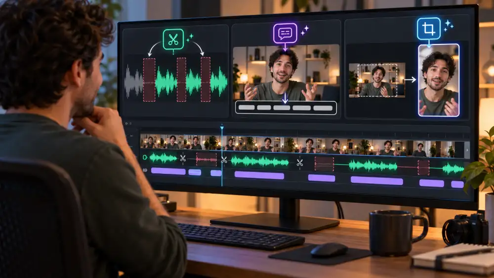 Comment créer une vidéo avec l'IA : le tutoriel complet en 7 étapes 12 Fonctions de montage assisté par IA : suppression des silences, sous-titrage automatique et recadrage vertical