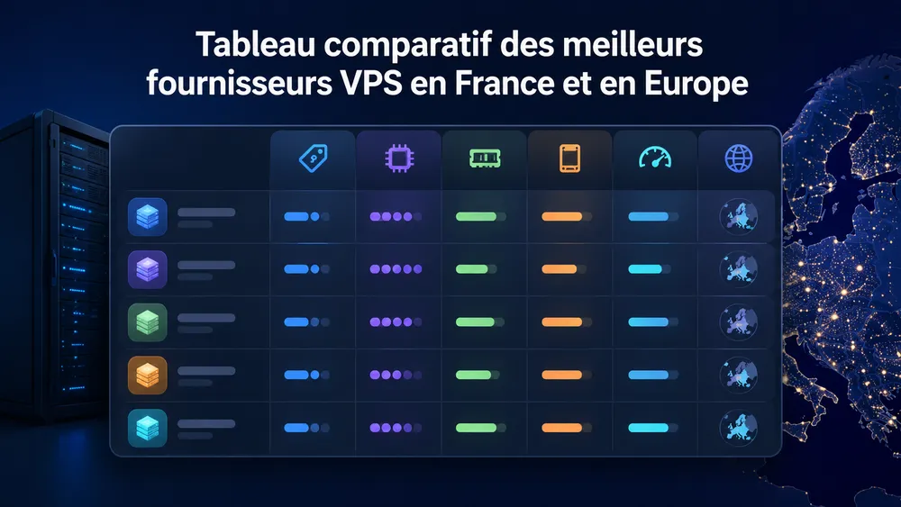 Tableau comparatif des meilleurs fournisseurs VPS en France et en Europe
