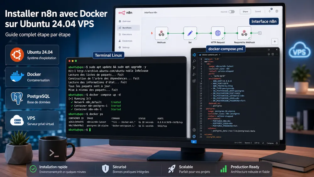 Méthode 2 : installer n8n manuellement avec Docker Compose