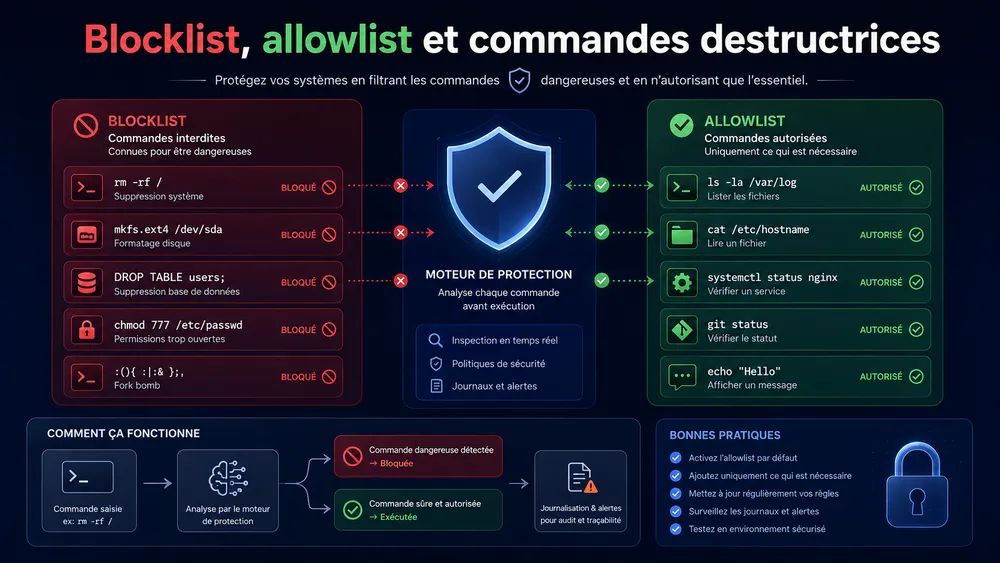 Blocklist, allowlist et commandes destructrices