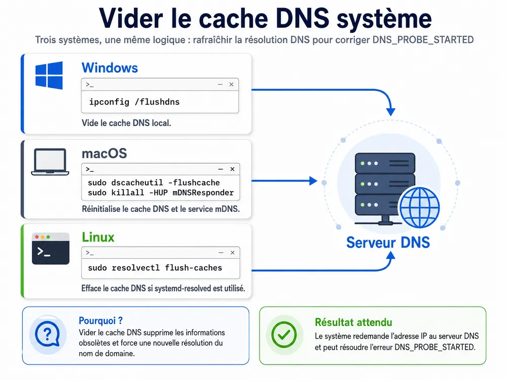 Corriger DNS_PROBE_STARTED côté DNS système