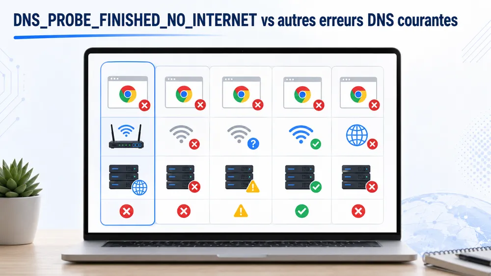 DNS_PROBE_FINISHED_NO_INTERNET vs autres erreurs DNS courantes