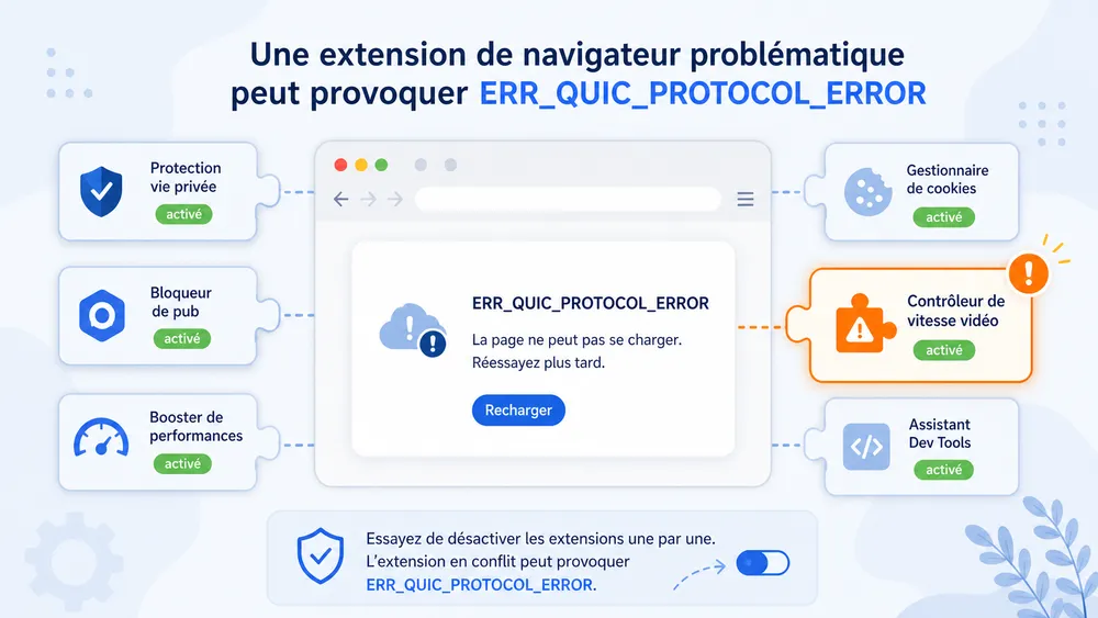 Solution 3 : désactiver les extensions Chrome problématiques