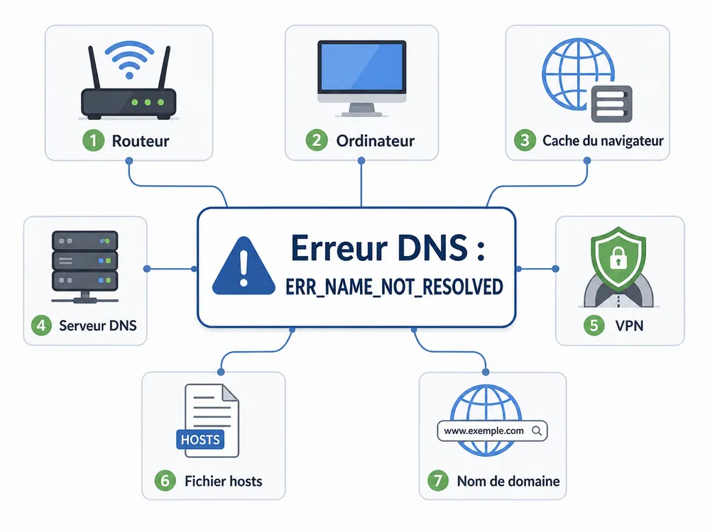 Les causes les plus fréquentes de ERR_NAME_NOT_RESOLVED