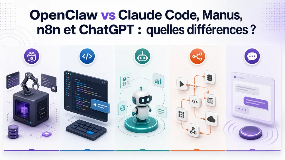 OpenClaw vs Claude Code, Manus, n8n et ChatGPT : quelles différences ?