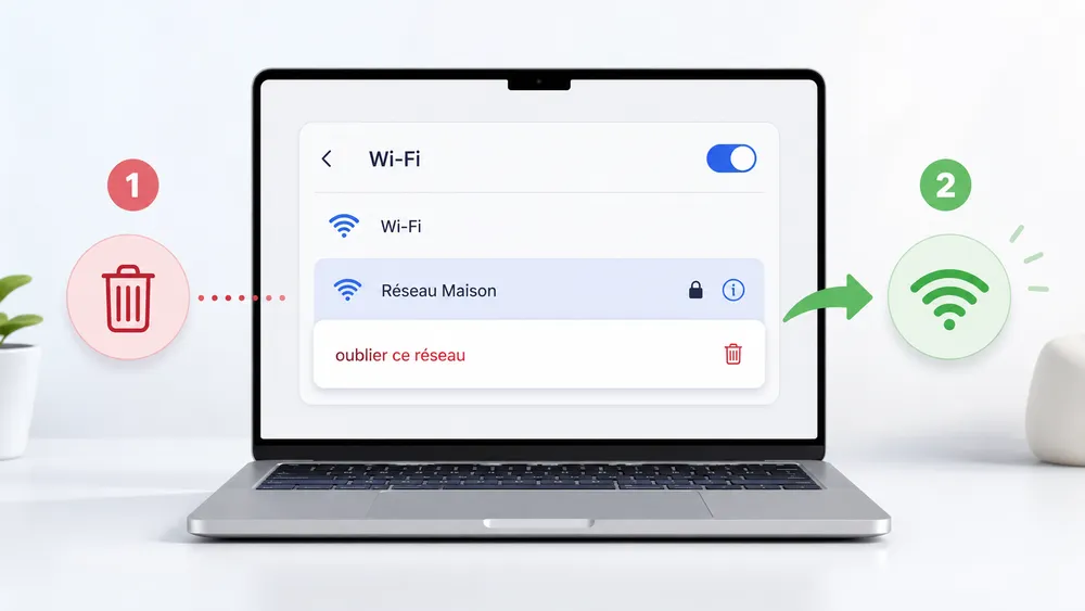 Oublier puis reconnecter le Wi-Fi sur Mac
