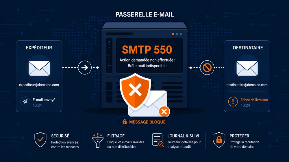 Erreur SMTP 550 : comprendre et résoudre le rejet d’e-mail