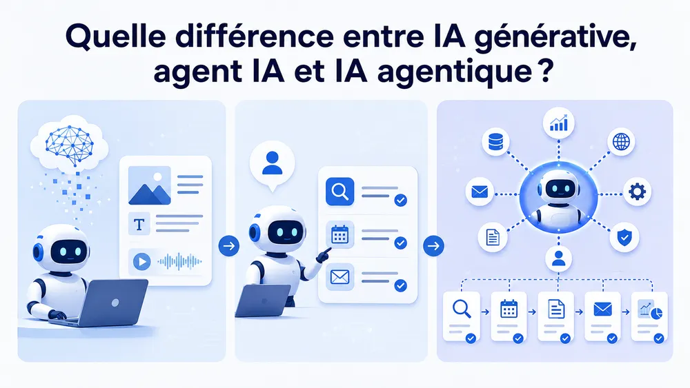 Quelle différence entre IA générative, agent IA et IA agentique ?