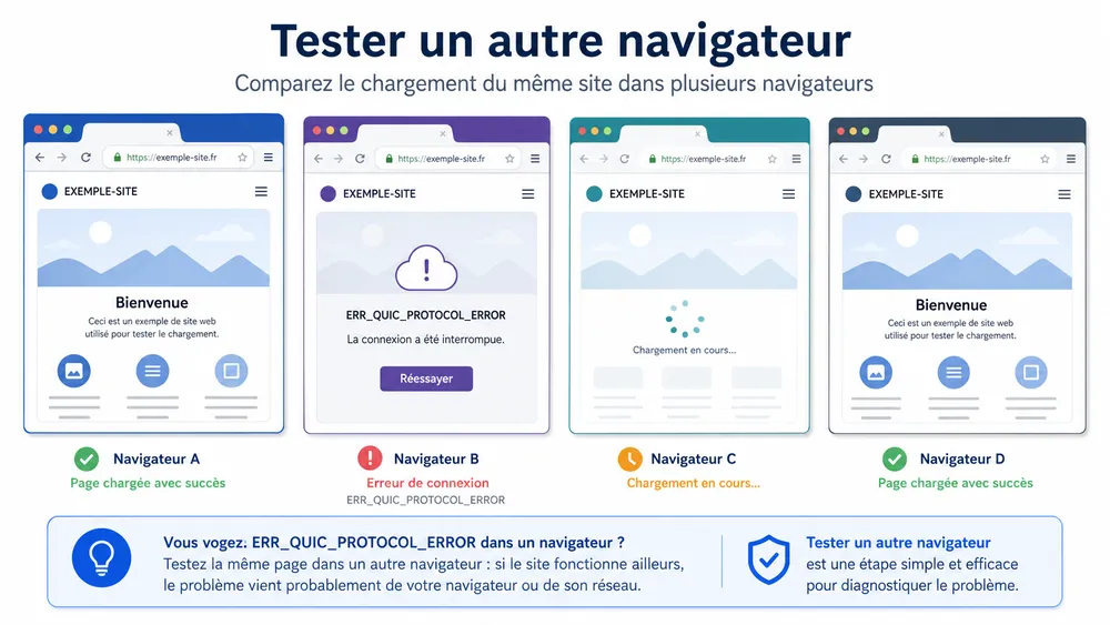 Solution 6 : tester Edge, Brave, Firefox ou un autre navigateur
