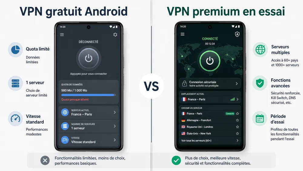 VPN gratuit Android ou essai premium : que choisir ?