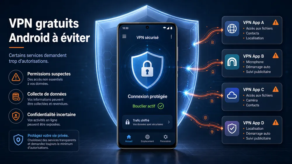 VPN gratuits Android à éviter ou à utiliser avec prudence