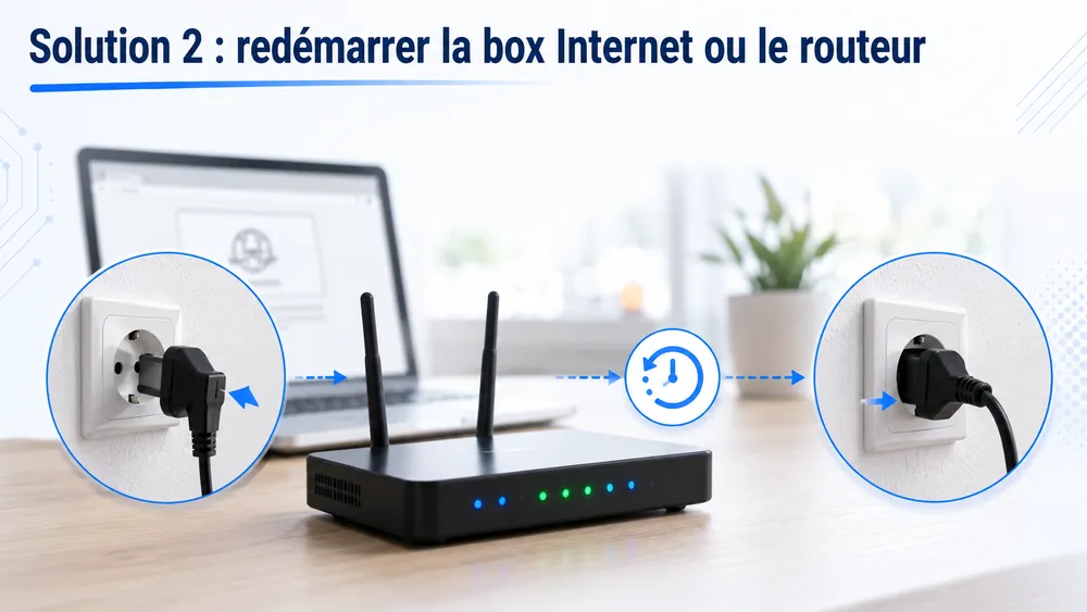 Solution 2 : redémarrer la box Internet ou le routeur