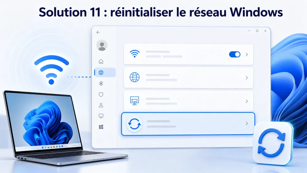 Solution 11 : réinitialiser le réseau Windows