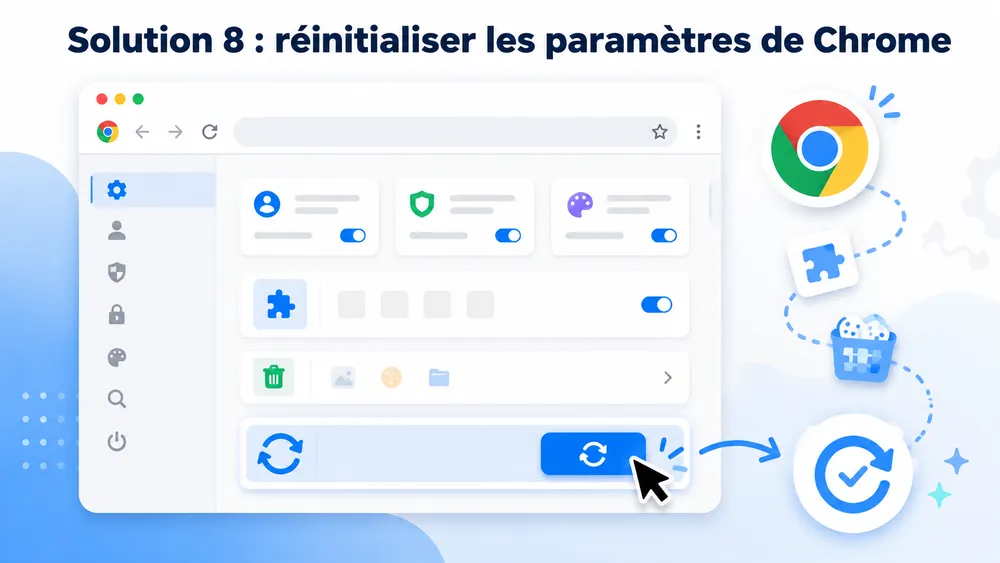 Solution 8 : réinitialiser les paramètres de Chrome