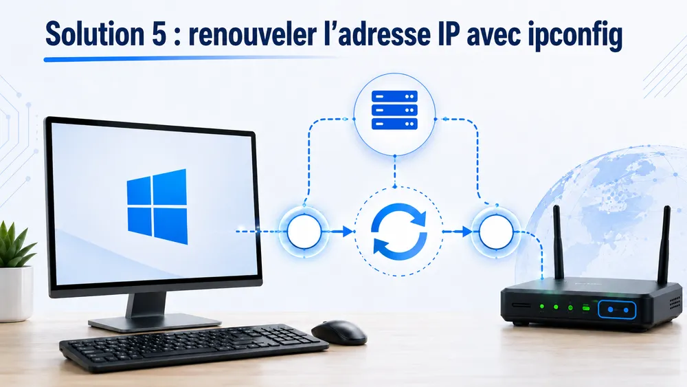 Solution 5 : renouveler l’adresse IP avec ipconfig
