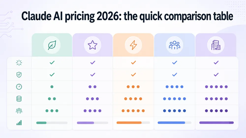Claude AI pricing 2026 : the quick comparison table