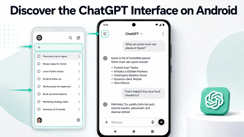 Discovering the ChatGPT user interface on Android