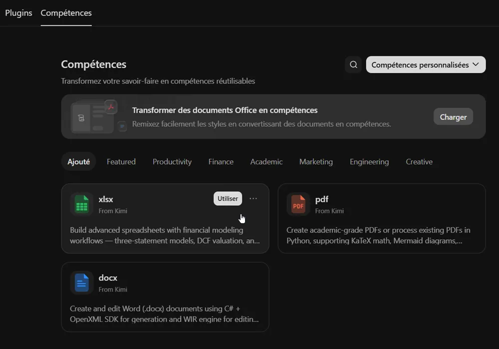 J’ai testé Kimi K3 : guide pas à pas, fonctionnalités et limites 17 Compétences Kimi pour traiter des fichiers XLSX PDF et DOCX
