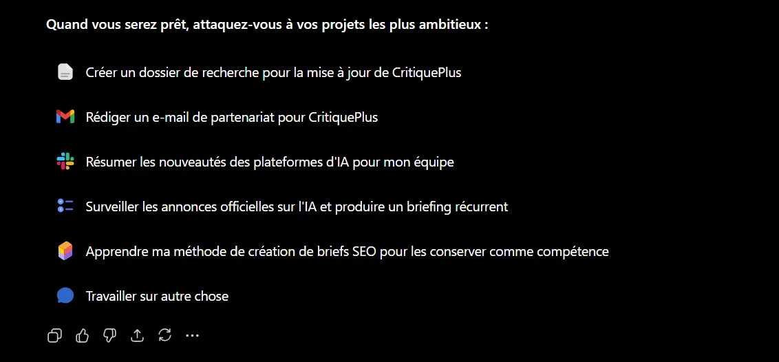 Comment utiliser ChatGPT Sites pour créer, prévisualiser, publier un site web sans configurer séparément un hébergement ? 4 Les actions de ChatGPT Work