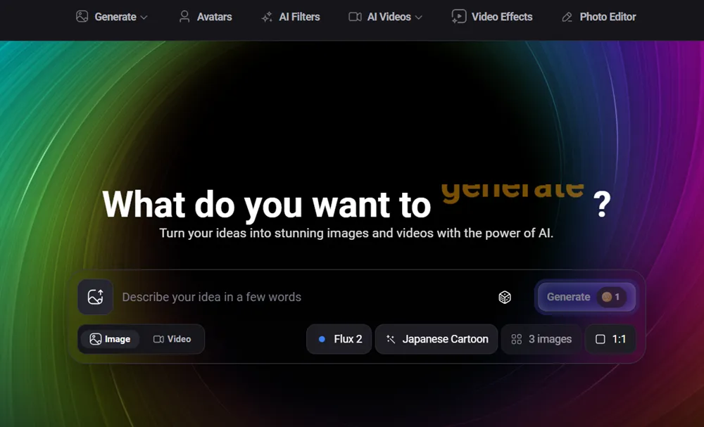 AI Arta avis 2026 : que vaut vraiment ce générateur d’images IA ? 7 Interface d'accueil de AI arta et de saisie de prompts