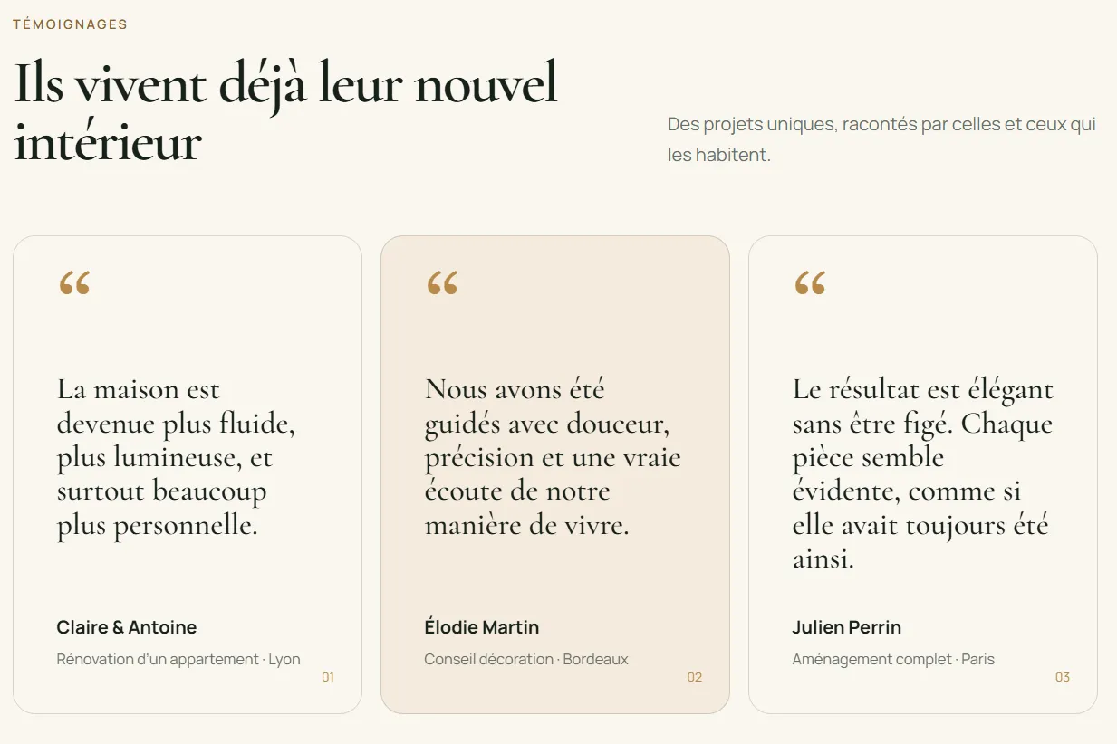 Comment utiliser ChatGPT Sites pour créer, prévisualiser, publier un site web sans configurer séparément un hébergement ? 22 Tester la section "Témoignages" du site