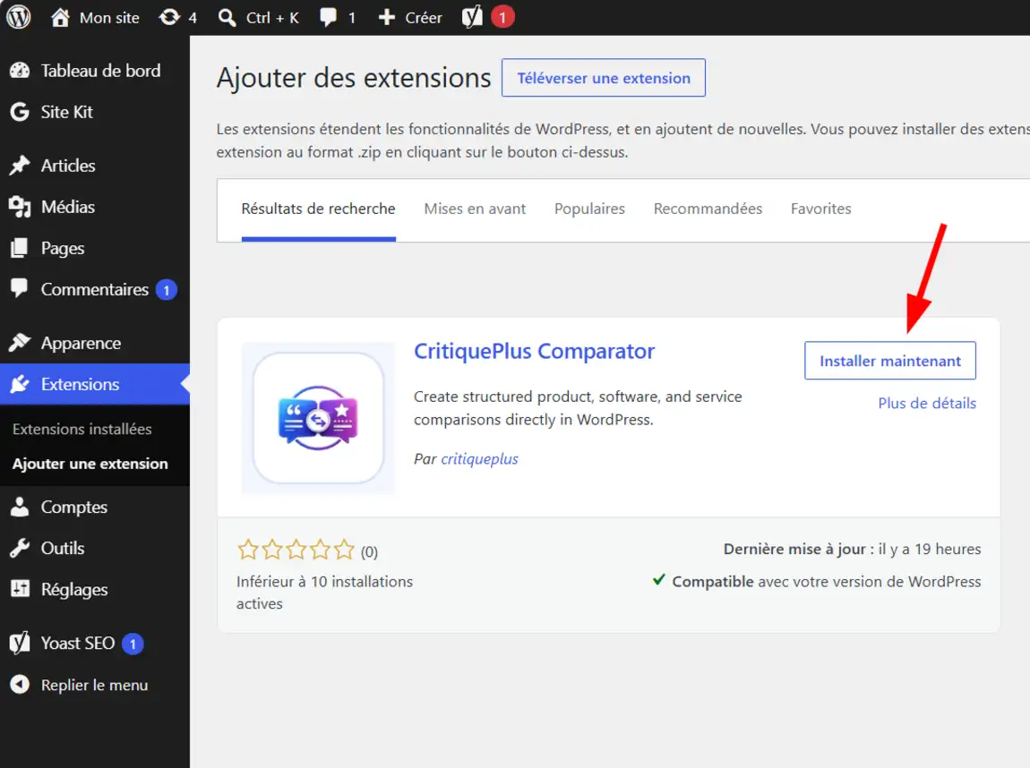 Install CritiquePlus Comparator
